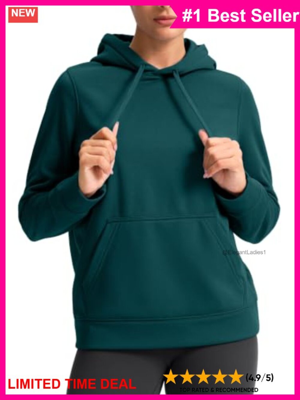 Lightweight Fleece Hoodie Kangaroo Pocket Pullover Sweatshirt Women